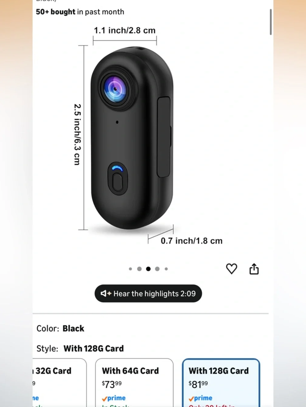 Amazon Black Mini HD Action Camera with Accessories